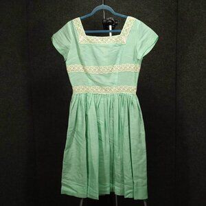 1950's Mint Green Cotton Organza Lace Circle Dress